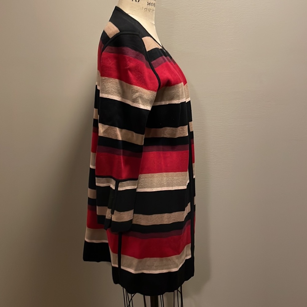 Chico’s Reversible striped cardigan (black, tan, red, purple) - Picture 5 of 6